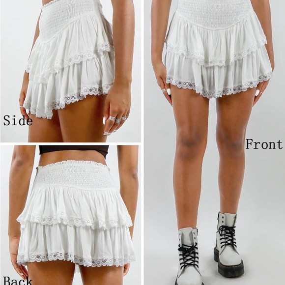 White Ruffled Mini Skirt - Picture 2 of 2